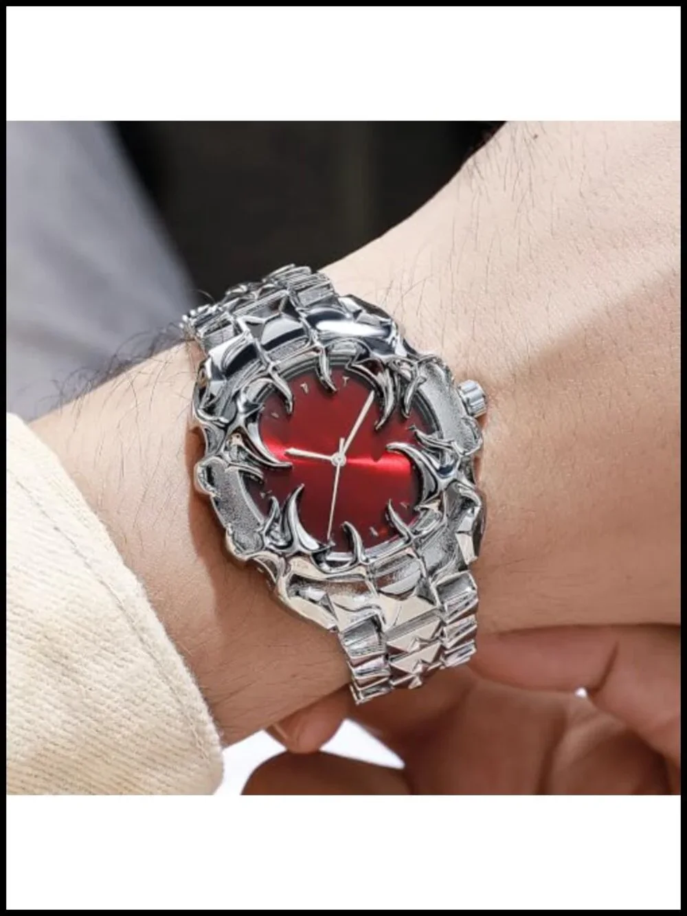 Men's Gothic Thorn Claw Quartz Watch with 3 Interchangeable Dials Stainless